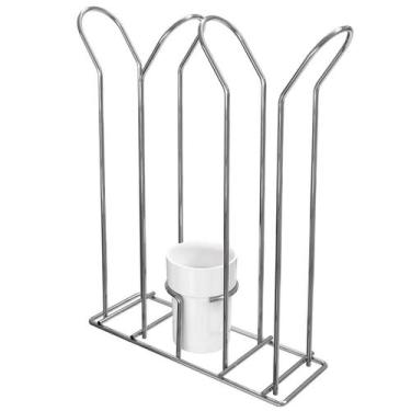 Imagem de Suporte Organizador De Copos Cozinha Armário Aramado Cromado - Stolf, 