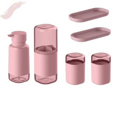 Imagem de Conjunto Lavabo Banheiro Completo 6 Peças Com Porta Escovas Porta Sabo