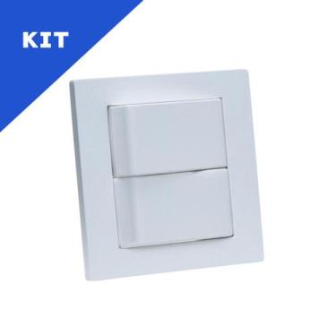 Imagem de Kit Espelho Duplo Reto 2 Interruptores Branco - CONNECT CAIXA TOMADA