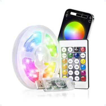 Imagem de Fita Led 5m Colorida RGB Piscina Sanca Luzes De Natal Bt App - Hxt
