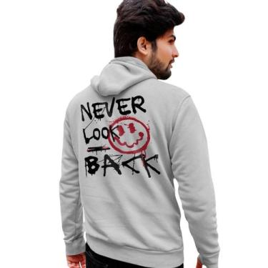 Imagem de Blusa Moletom Estampado Masculino em Algodão 30.1 Never Look Back Smil