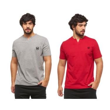 Imagem de Kit com 02 camisetas basicas wooks masculina gola portuguesa - wc3, Gr