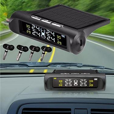 Imagem de Sistema de monitoramento de pressão de pneu - Monitor TPMS sem fio de energia solar Torcarvh com 4 sensores externos ou internos, visor LCD, temperatura de pressão de alarme em tempo real para
