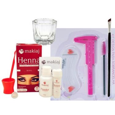 Imagem de renna sobrancelha kit designer completo henna makiaj paquimetro pincel