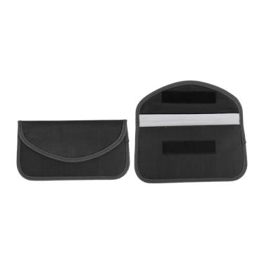 Imagem de VekAuto 2 peças, bolsa Faraday, bolsas de bloqueio de sinal RFID universais para acionador de partida de carro sem chave de carro, protetor de chaveiro Oxford pano preto