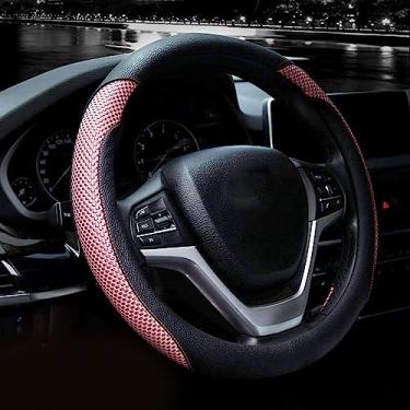 Imagem de Valleycomfy Capa de volante com couro de microfibra para carro caminhão SUV 38 cm (rosa)