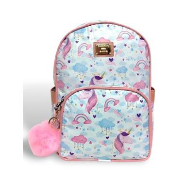 Imagem de Mochila Maternidade Menina Unicórnio Para Passeio Escola Creche Matern