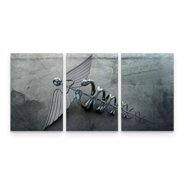 Imagem de Quadro Medicina Contabilidade Caduceu Cinza Mosaico - Loja Wall Frame