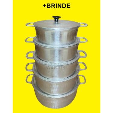 Imagem de Jogo 5 Panelas Alumínio Fundido Batido Grosso Tampa Grossa 16 Ao 24 - 