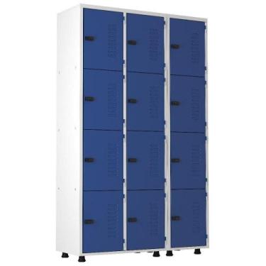 Imagem de Armário Aço 12 Portas Academia Guarda Volume Trinco Azul - ELITE AÇO