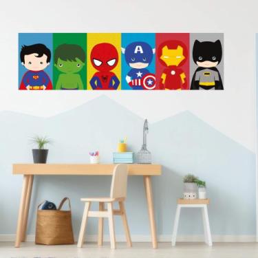 Imagem de Painel Adesivo Super Heróis Decoração Quarto Menino Super Homem Hulk C