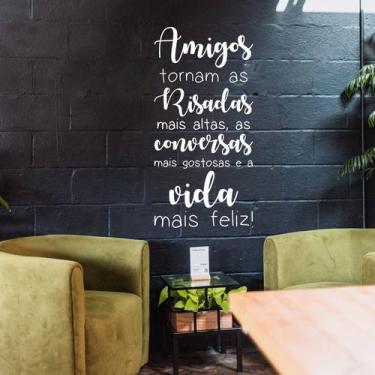 Imagem de Adesivo de Parede Frase Amigos Tornam a Vida Mais Feliz Decoração Sala