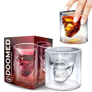 Imagem de Jogo de Copo de Caveira Vidro Duplo 150ml 2 Peças Whisky Shot - Doomed