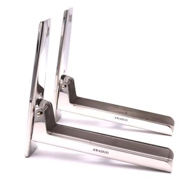 Imagem de AWADUO Rack de aço inoxidável para forno de microondas, dobrável, dobrável, suporte de parede com dois ganchos