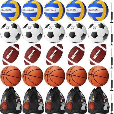 Imagem de Jenaai Conjunto de 20 bolas esportivas conjunto de bolas atléticas, incluindo basquete, futebol, vôlei, bola de futebol em tamanho oficial, com bolsas de equipamento e kit de bombas para jogos