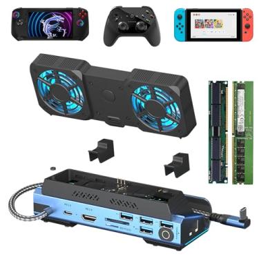 Imagem de Porpen Estação de ancoragem de jogo tipo C 10 em 1 para Steam Deck/ROG Ally/Switch M.2 PCie nvme caixa de disco rígido, USB C HUB 4K60HZ, 100w 10Gbps, resfriamento de ventilador duplo, leitor de