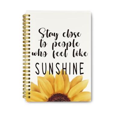 Imagem de THDSE Caderno de diário positivo de girassol de verão, Farmhouse Stay Close to People Who Feel Like Sunshine Caderno de capa dura espiral para menina, material escolar estético, cadernos pautados pela