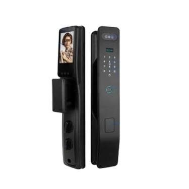 Imagem de Fechadura automática de porta com reconhecimento facial TUYA, fechadura inteligente com impressão digital, tela interna visível(30 hook)