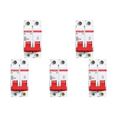 Imagem de Kit C/5 - Disjuntor Steck Din Bipolar 50A Sd62 3Ka