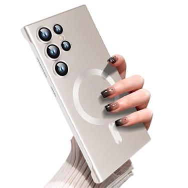 Imagem de Omio Capa fina magnética para Galaxy S23 ultra compatível com MagSafe, policarbonato fosco ultrafino, design minimalista sem moldura sem bordas com protetor de lente de câmera para homens e mulheres,