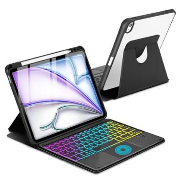 Imagem de MePadKey Capa Com Teclado Touchpad Para Ipad Air 11 Polegadas M2/Air 5ª 4ª Geração, Capa Com Rotação De 360 Graus E Teclado Sem Fio Com Retroiluminação Em Arco-Íris Para Ipad Air 6ª 2024/Air 5/Air 4