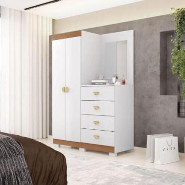 Imagem de Roupeiro Cômoda 2 Portas Espelho Equador Branco Camarim - Mais de Casa