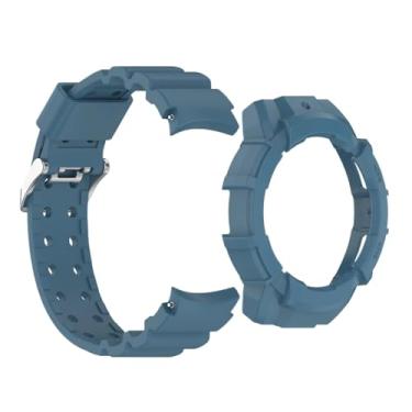 Imagem de SAAWEE Capa de silicone para samsung galaxy watch 7 fit watch7 40mm 44mm capa protetora armadura pulseira 2 em 1(Blue,Watch7 44mm)