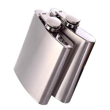 Imagem de Cantil De Bolso Em Aço Inox 9 Oz Porta Bebidas Whisky Vodka Rum 207ml.230ml.270ml(inox 7oz(201ml))