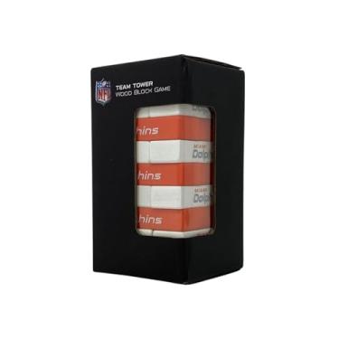 Imagem de Rico Industries NFL Mini Travel Team Tower Mini Team Travel Team Tower - Wood Stackem Game 4.75 x 2.5 (Miami Dolphins)