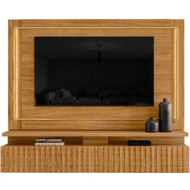 Imagem de Painel Suspenso Para Tv 75 Polegadas Ripado Com Led Hera Cumaru