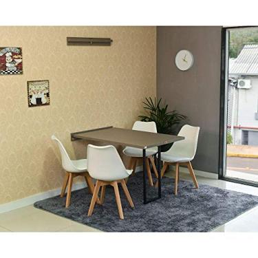 Imagem de Conjunto de Mesa Dobrável Retrátil 120 x 75 Volpi + 4 Cadeiras Leda - Branca