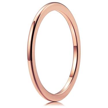 Imagem de THREE KEYS JEWELRY Anel de compromisso de casamento de titânio escovado de tungstênio escovado de 1 mm, 2 mm, 4 mm, 6 mm, 8 mm, para mulheres, masculino, banhado a azul/ouro/ouro rosa/arco-íris