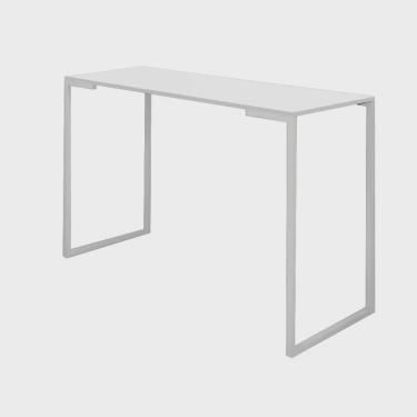 Imagem de Mesa De Escritório Computador 90cm Stan Industrial Ferro Branco mdf Branco - Ahz Móveis