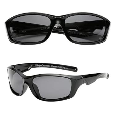 Imagem de Polarspex Flexível Infantil Meninos Esportes Embrulho Polarizado Óculos de sol – Sem BPA, Black | Polarized Smoke, Small