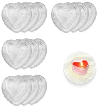 Imagem de 12 Castiçais De Vidro Formato Coração Pote Enfeite Velas - Freecom