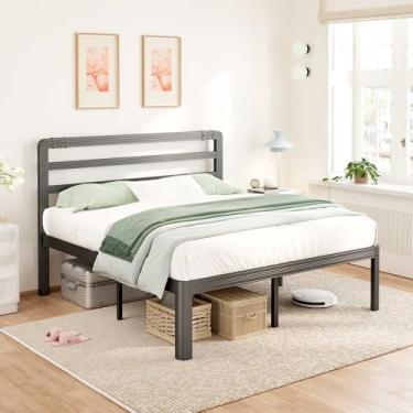 Imagem de BOSRII Estrutura de cama de casal de qualidade premium - perfil espesso reforçado para resistência e durabilidade incomparáveis - Estrutura robusta para suporte e conforto de longa duração — 35,5 cm