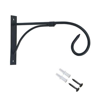 Imagem de Ganchos de parede de ferro para suporte de plantas Tinsow, pendurar diretamente em curva para chamas de vento, cestas de flores, plantas decorativas, lanterna, spinners de vento, alimentadores de pássaros, decoração interna ou externa (1, preto)