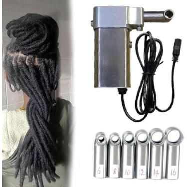 Imagem de Máquina de dreadlock portátil, ferramenta elétrica de dreadlock com 6 cabeças, máquina de trança de crochê de 6 a 16 mm para fazer suas próprias extensões de cabelo para tranças de dreadlocks DIY