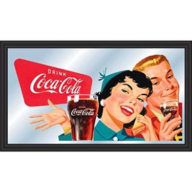Imagem de Coca-Cola Espelho com logotipo emoldurado "Couple Enjoying Coke"