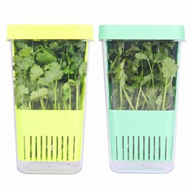 Imagem de LUVCOSY 2 Pack Herb Keeper, Protetor de Ervas de Plástico Sem Bpa com Uma Cesta Interna para Coentro, Hortelã, Salsa e Aspargos, Mantém Ervas Frescas por 3 Vezes Mais
