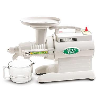 Imagem de Tribest Greenstar GS-1000 Espremedor de suco original de mastigação lenta, espremedor a frio e extrator de suco, branco