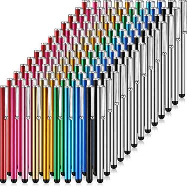 Imagem de 130 peças canetas Stylus para telas de toque Stylus capacitiva fina caneta digital universal compatível com a maioria dos dispositivos com tela sensível ao toque capacitiva, 10 cores
