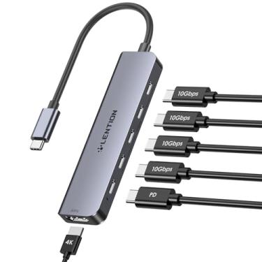Imagem de LENTION Hub Dock USB C 6 em 1 com tela HDMI 4K @60HZ, 4 portas USB-C (USB 3.2 geração 2, 10 Gbps), carregamento PD 100W e para iPhone15 Series, MacBook Pro 2025-2016, Mac Air 2025-2018, mais