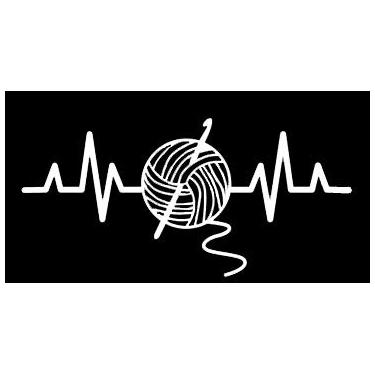 Imagem de LLI Crochê Batimento Cardíaco | Adesivo de Vinil Decalque | Laptop Carros Caminhões Vans Paredes | Branco | 5,5 x 2,7 polegadas | LLI1265