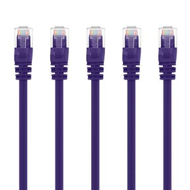 Imagem de GearIT Pacote com 5, cabo de rede Ethernet Cat5e de 6 metros - Cabo de rede LAN para computador RJ45 Snagless, roxo - compatível com switch de 5 portas POE de 5 portas Gigabit