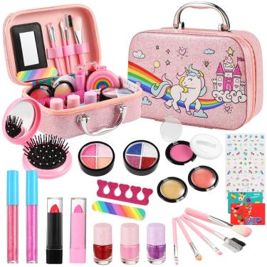 Imagem de Kit de maquiagem efo shm Kids for Girl, lavável com bolsa de cosméticos 3-
