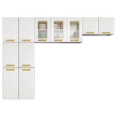 Imagem de Cozinha Em L ágata 260cm Com Vidro 817460 Telasul Branco