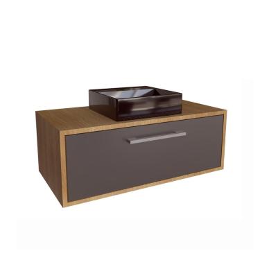 Imagem de Gabinete De Banheiro Suspenso 80cm 1 Porta Basculante Com Cuba Alice Mel-grafite