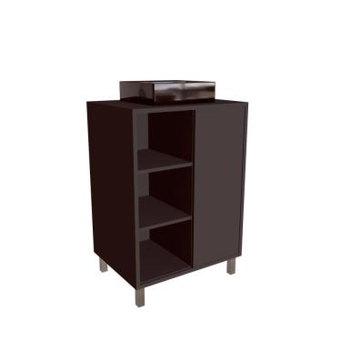 Imagem de Gabinete De Banheiro 60cm Julia Com 1 Porta De Correr E Cuba Preta Grafite