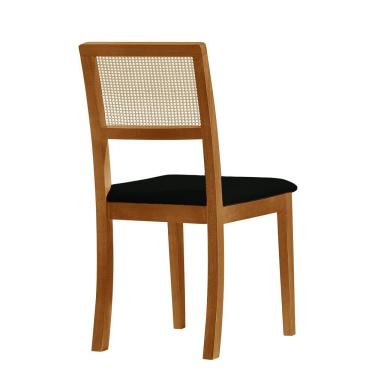 Imagem de Kit 6 Cadeiras De Jantar Estofada Veludo Rubi Madeira Maciça preto